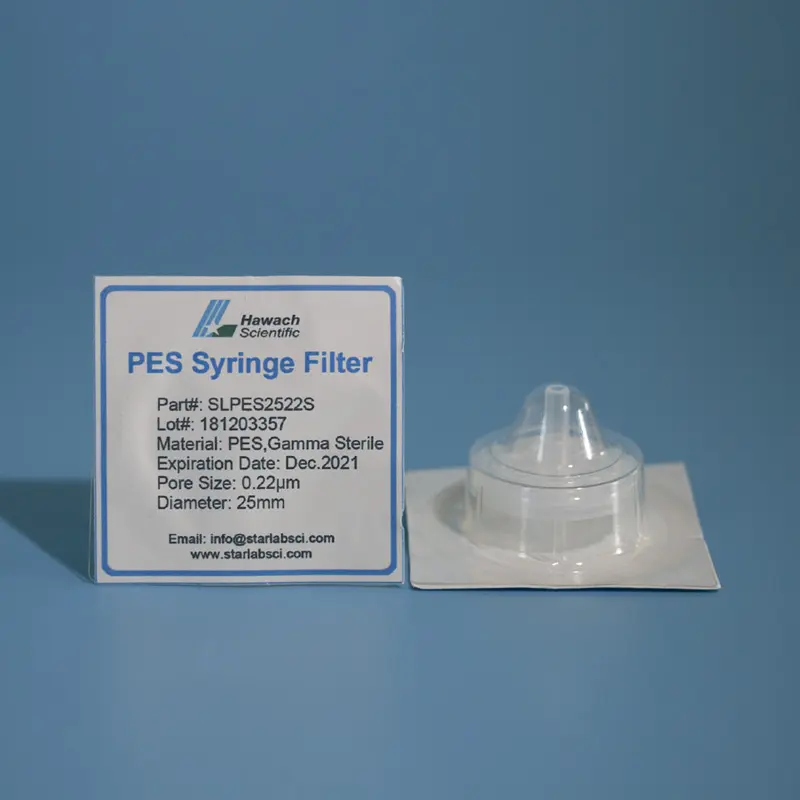 प्रयोगशाला के लिए 25mm पी इ एस 0.45um सिरिंज फिल्टर एचपीएलसी आईसीपी/एमएस जीसी