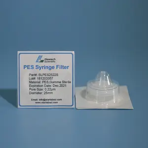 Lab 25Mm PES 0.45um Jarum Suntik Filter untuk HPLC ICP / MS GC