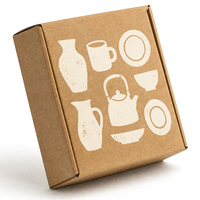 Boîte d'expédition pliable en carton ondulé kraft imprimé pour la vaisselle en céramique, les tasses, les assiettes, les bols et les services à thé