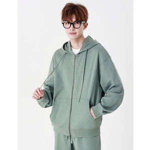 330gsm Baggy Zip <b>Hoodie</b> Drop Shoulder Oversized Solid Custom Fabric - Product Image 6