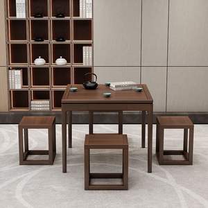 Solid Wood Square Table With Chairs 5 Piece Set Convertible Dining Room Furniture New Chinese Style - Product Image 4