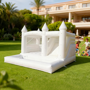 Château Gonflable <span class=keywords><strong>de</strong></span> <span class=keywords><strong>Mariage</strong></span> Blanc à Louer pour Fêtes, Château Gonflable Commercial Blanc Géant pour Enfants - Product Image 1