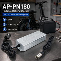 Chargeur de batterie lithium-ion 4S 14,6V 10A portable pour pack de batteries 12V, scooter électrique et tondeuse à gazon
