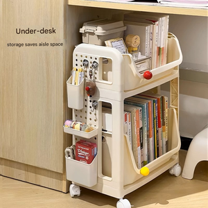 Estante <span class=keywords><strong>de</strong></span> Almacenamiento <span class=keywords><strong>Plegable</strong></span> <span class=keywords><strong>de</strong></span> Tres Niveles para Debajo del <span class=keywords><strong>Escritorio</strong></span> en Dormitorios Estudiantiles, con Diseño Moderno para Mochilas y Carrito para Libros - Product Image 3