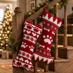 Wholesale 2026 Pet Striped Knitted Elastic Decorative <b>Socks</b> High-end Woolen <b>Socks</b> Christmas Tree Pendants Gifts for <b>Dog</b> - Product Image 2
