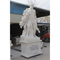 Statue d'Hercule Grec et de Cerbère en Marbre Blanc Ancien Jardin Extérieur