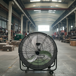 Ventilateur industriel d'intérieur en métal noir de 36 pouces, moteur en cuivre, 3 pales courbées, pour application domestique extérieure, portable sur pied - Product Image 4