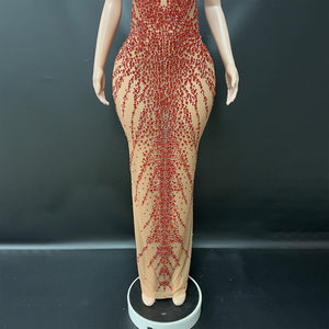 Novance Y4303 Abito da <span class=keywords><strong>Sera</strong></span> Chic con Strass Rossi Scintillanti per Donna, Vestito Lussuoso ed Elegante per Feste <span class=keywords><strong>di</strong></span> Compleanno - Product Image 6