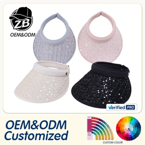 Wholesale Glamorous <b>Sparkly</b> Open <b>Top</b> Sun Visor Hat for Women Sequin Glitter Custom Logo Adjustable Bling Shiny Sports Beach Cap - Product Image 1