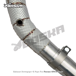 Tuyau d'échappement avec bouclier thermique personnalisé et catalyseur pour Ferrari FF/GTC4 Lusso V12 6.3L 2016+ Boska Racing en acier inoxydable X Pipe - Product Image 2