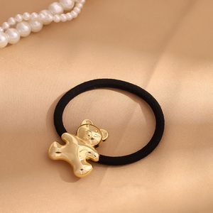 Bandes de cheveux élastiques noires avec des breloques d'animaux d'océan doré mignon alliage métal cheveux chouchous pour femmes enfants plage ton cheveux cravate - Product Image 3
