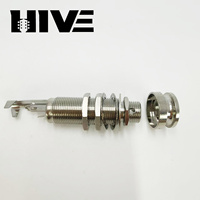 HIVE Prise jack de sortie endpin pour guitare, 1/4 pouce, double rail, avec embout fileté long cylindrique, pour mixeur stéréo
