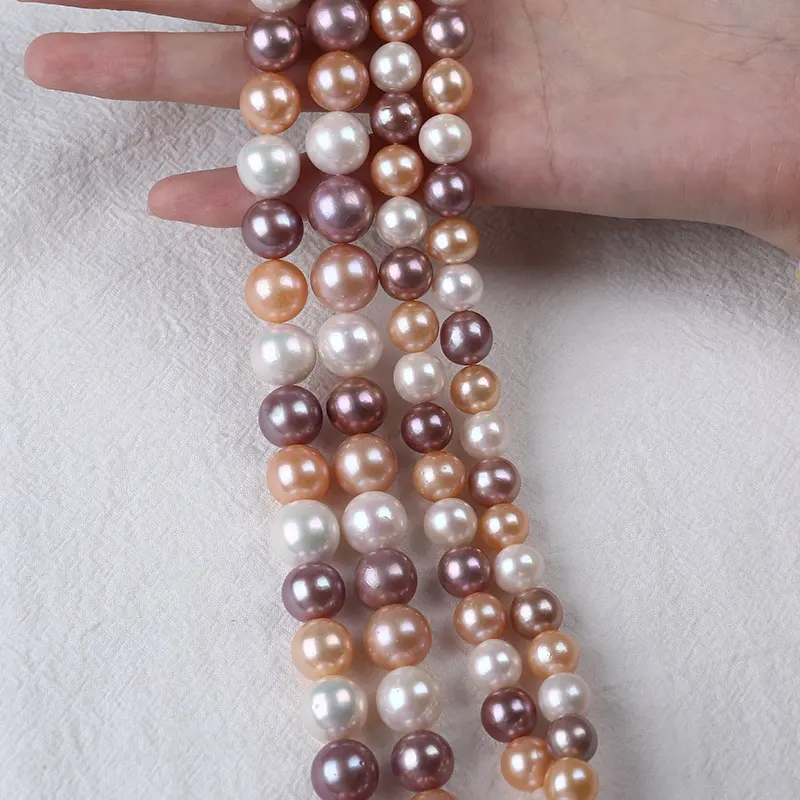 Großhandel 9-11mm/11-14mm AAA Natural White Pink Lila Süßwasser Runde Edison Pearl Strand Schmuck