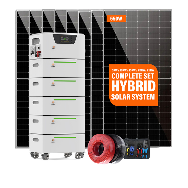 Off Grid Complete 5KW 10kw 15KW 20kw 25kw Hybrid Energy Storage Power System Off Grid Balcony Solar System Home Fitting