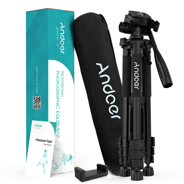 Andoer TTT-663N 57.5 Inch Travel Light Weight Camera Tripod Stand Phone Tripod for DSLR SLR Camcorder