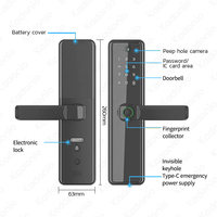 Serrure de porte intelligente électronique Kadonio avec poignée à empreinte digitale, contrôle d'accès Tuya, étanche et caméra de visiophone intégrée