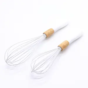 Silicone tráng tay trộn trứng Beater dây Whisk với bãi biển gỗ xử lý