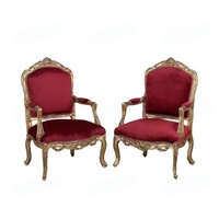 Fauteuil d'appoint Yicheng en bois massif vieilli, style français de luxe, sculpté, pour salon et zone de négociation
