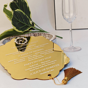 Invitation de luxe personnalisée en acrylique miroir doré, élégante, avec impression à chaud pour menus de fête et mariages - Product Image 5
