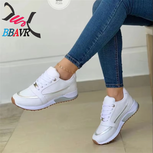 Zapatillas Casuales 2024 de Talla Grande con Cordones Delanteros, Punta Redonda Plana, Combinación de Colores, Entresuela de PU Transpirable y Suela de Goma para Todas las Temporadas - Product Image 5