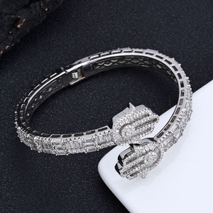 Hip Hop Mixed Zircon Children's Charm Palm <b>Bracelet</b> Customized Accessories High-end Brass Channel Setting - Product Image 2