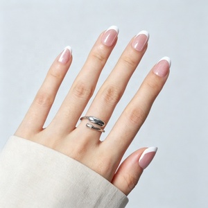 Ennio 32 <span class=keywords><strong>faux</strong></span> <span class=keywords><strong>ongles</strong></span> blancs œil de chat, forme ovale, en PMMA, longue tenue, pour manucure française, couvrance totale - Product Image 3