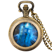 Dr Who Time Vortex-reloj de bolsillo de cuarzo antiguo, accesorio con colgante, regalo artesanal