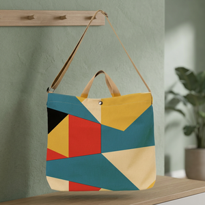 Custom Brand Geometric Print Canvas Shopping <b>Bag</b> <b>Medium</b> <b>Size</b> Hand Length Handle Daily Use Tote - Product Image 4