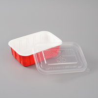 Contenants carrés jetables empilables en PP rouge et blanc de qualité industrielle, adaptés aux aliments, pour la livraison