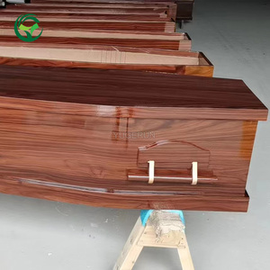 オーストラリアE0接着剤MDF HDFチップボード用OEM工場のヨーロッパ成人葬儀用光沢棺レッドウッド紙ベニヤ英国棺 - Product Image 6