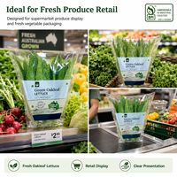 Sacs en plastique transparents de qualité alimentaire, trapézoïdaux, imprimés sur mesure, pour l'emballage de la laitue et des légumes frais