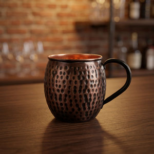 Taza de Cobre Puro de Lujo con Doble Pared y Cepillo de Limpieza - Artesanía India Elegante y Duradera para Uso en la Oficina - Product Image 1