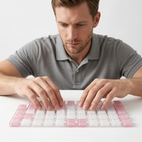 Tuiles de Mahjong en Acrylique de Luxe Modernes Premium, Couleurs Rose et Blanc, Logo Personnalisé Imprimé, Portables et Durables pour Jeu de Loisirs à Domicile