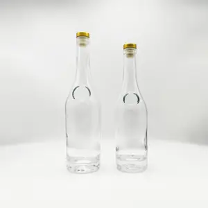 Glazen Fles Leverancier 500 Ml 750 Ml Liquor Fles Ronde Vorm Glazen Fles Met Kurk Voor Sterke Drank