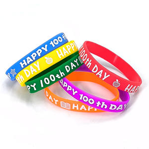 Pulseras de silicona para el 100º día, paquete de 6, decoración para fiestas de regreso a la escuela, joyería impermeable - Product Image 2