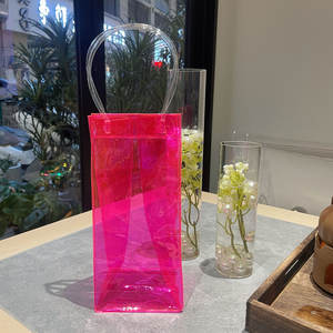 Bolsa de vino de hielo colorida, bolsas enfriadoras de vino portátiles transparentes con asa, bolsa de vino de <span class=keywords><strong>PVC</strong></span> para bebidas frías de cerveza - Product Image 1