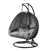 Fauteuil Cocon Suspendu Moderne en Rotin avec Support, Balançoire de Patio, Chaise Hamac Balancelle, Meuble d'Extérieur pour Balcon, Cour et Jardin
