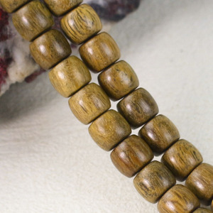 Cuentas de Oración Budistas de Sándalo Verde, 108 Cuentas de 6x7mm, Corte Recto en Forma de Barril, Joyería Hecha a Mano de Estilo Chino, Unisex - Product Image 1