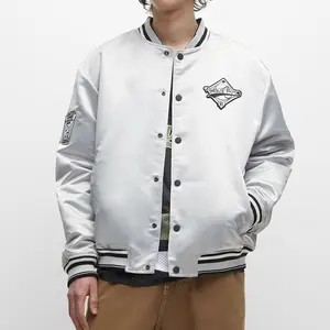 Fashion Hoodies Men Leather Jacket Satin Silk Varsity Jackets Embroidery Baseball Letterman Jacket