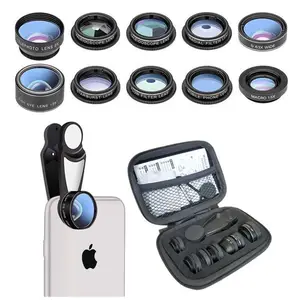10合1手机相机镜头套件通用夹手机鱼眼宽微距镜头