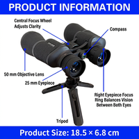Jumelles 20x50 à vision nocturne en basse lumière avec adaptateur pour téléphone, trépied et étui pour concerts et observation des oiseaux