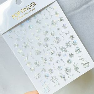 Autocollants pour ongles en forme de feuille de rose, or, argent, paillettes, autocollants adhésifs pour nail art printemps été - Product Image 3