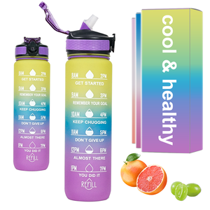 Lot de 3 Bouteilles d'Eau en <span class=keywords><strong>Plastique</strong></span> pour Gymnastique, Sans BPA, Portables, avec Marqueurs de Temps - Vente en Gros - Product Image 3