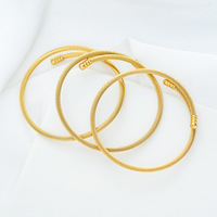 Bracelet ouvert en fil torsadé en acier inoxydable - Plaqué or/argent, ajustable, pour femmes et hommes