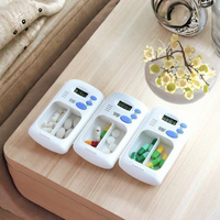Dispenser Obat Elektronik Plastik Scpanda BSTP05 Terlaris, Kotak Pil Pengingat Cerdas Dua Lapis Portabel