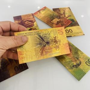 Ensemble de billets de banque en feuille d'or du <span class=keywords><strong>Franc</strong></span> <span class=keywords><strong>Suisse</strong></span>, 6 pièces (10, <span class=keywords><strong>20</strong></span>, 50, 100, 200, 1000 Francs) pour cadeaux, souvenirs, lot mixte de billets en feuille d'or - Product Image 6