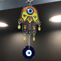 Pendentif mural, amulette main de fatma, pendentif en cristal, main de fatma, voiture à pompons, nouvelle collection