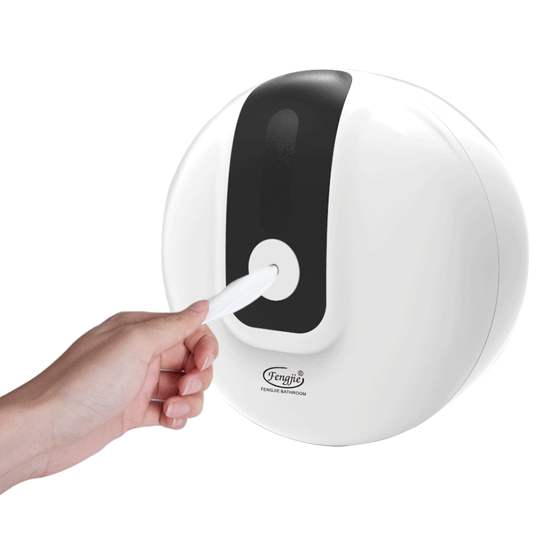 Fengjie экономный дизайн бумаги логотип на заказ черный белый настенный монтаж центральный корм тянущиеся рулоны туалетной бумаги Диспенсер полотенец