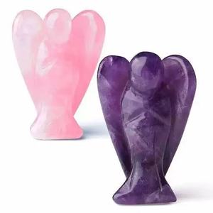 Vente en gros d'oeil de tigre naturel cristal pierre Reiki sculpté cristal artisanat avec ange décoration de la maison matériau mixte pour le thème de l'amour - Product Image 4