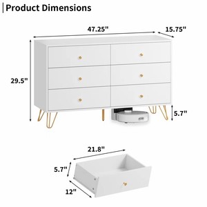 Modern Living Room <strong>Sideboard</strong> Chest of Drawers Organizer <strong>Narrow</strong> Home Corner Small Wooden Storage <strong>Cabinet</strong> With Gold Steel Leg - Product Image 4